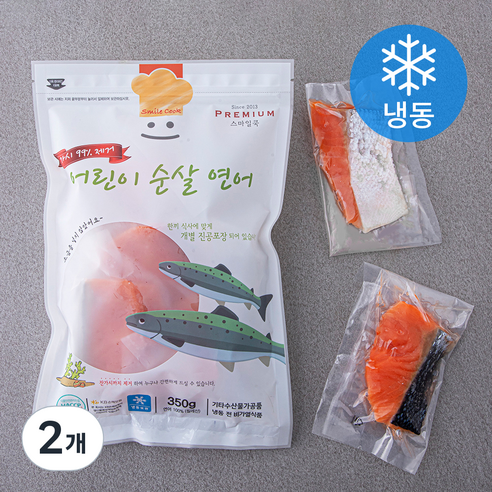 스마일쿡 어린이 순살 연어 (냉동), 350g, 2개