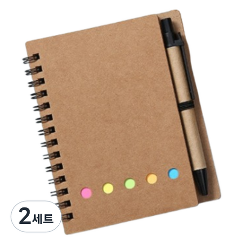 일상속반짝 메모 다이어리 세트, 브라운, 2세트