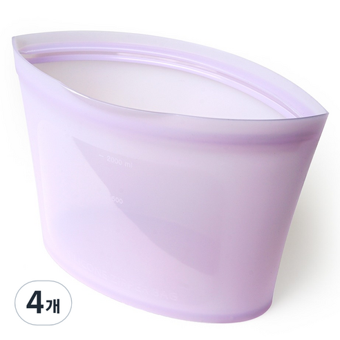 실리가든 실리콘 지퍼백 소형 500ml, 퍼플, 4개
