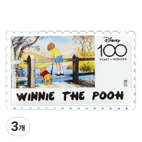 디즈니 100주년 우표 뱃지 WINNIE THE POOH 2, 3개, 1개입