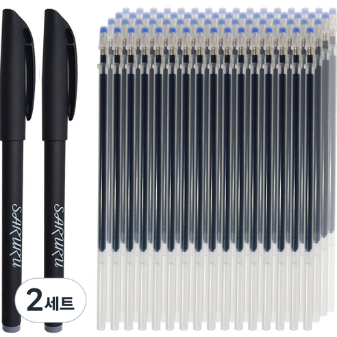 사루루 기화펜 2p + 리필심 100p 0.38mm 뾰족심, 파란색, 2세트