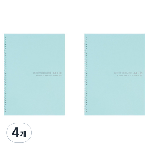 아이비스 컬러 PP 스프링 클리어파일 40, 민트, 4개