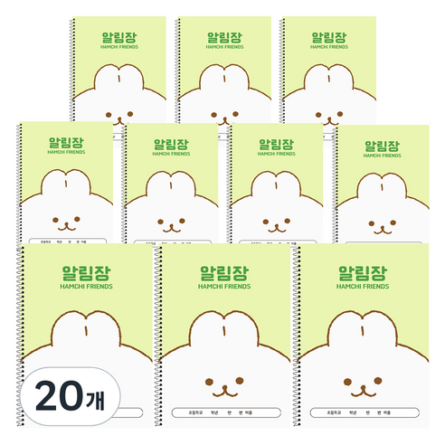 햄치 초등 미니 알림장 B5, 그린, 20개