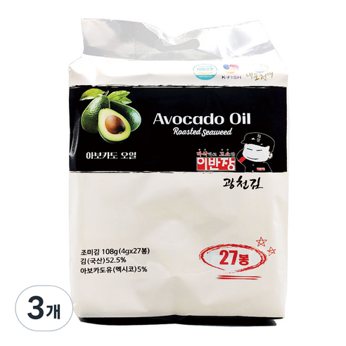 이반장 아보카도유 도시락김 27p, 108g, 3개