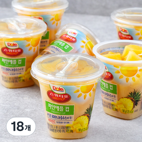 Dole 후룻컵 스위티오 파인애플컵, 198g, 18개