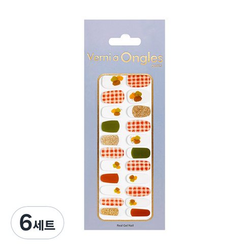 베르니아옹글스 리얼 젤네일 스티커 22p + 파일 + 알콜솜 세트, V-42 가을피크닉, 6세트