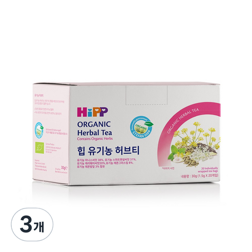 힙 유기농 허브티, 1.5g, 20개입, 3개