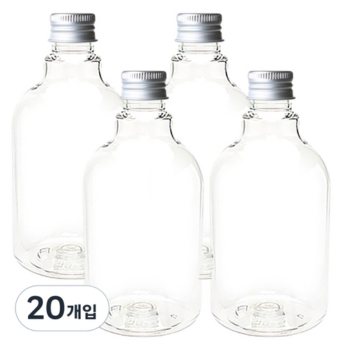 병도매닷컴 DN350 투명 음료용기 알루미늄 실버캡, 350ml, 4개