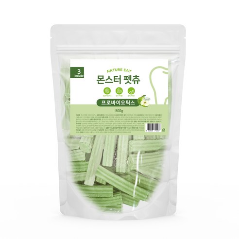 네이처잇 몬스터 펫츄 강아지 덴탈껌, 프로바이오틱스, 500g, 1개