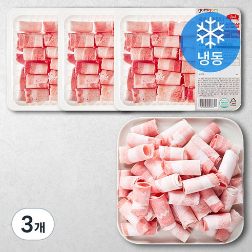 곰곰 돌돌말이 무연골 대패 삼겹살 (냉동), 500g, 3개