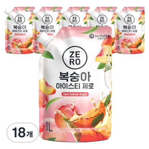 맥널티커피 복숭아 아이스티 제로, 18개, 1L