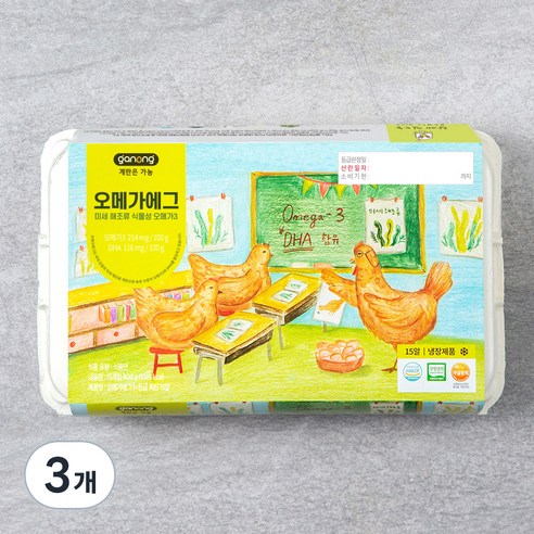 가농 무항생제 DHA 오메가3 특란, 15구, 3개