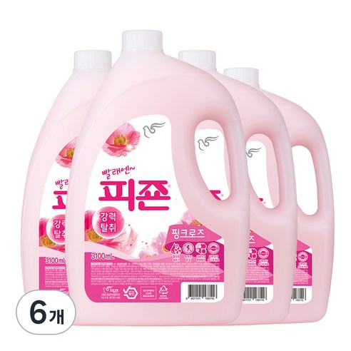 피죤 레귤러 섬유유연제 핑크로즈 본품, 3.1L, 24개