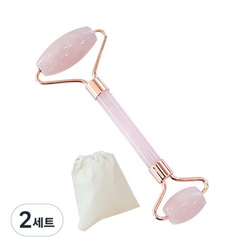 호스커스 페이스롤러 + 파우치 세트, 2세트, 로즈쿼츠