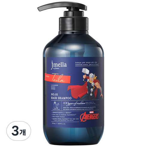 제이멜라 인 프랑스 마블 테일러 헤어 샴푸 우디 머스크향, 3개, 500ml