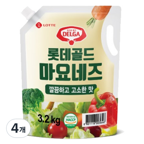 롯데푸드 골드 마요네즈 스파우트 파우치, 3.2kg, 4개
