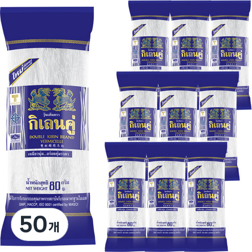 더블 기린 빈 버미셀리 녹두 당면, 50개, 80g