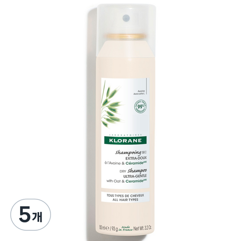 클로란 세라마이드 민감두피 드라이 샴푸 오트밀크향, 150ml, 5개