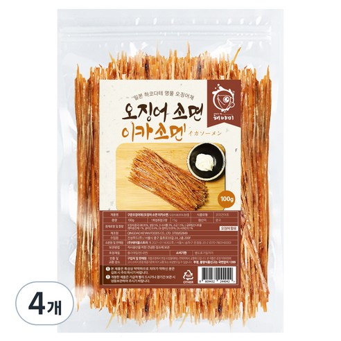 해야미 이카소멘 오징어소면, 100g, 4개