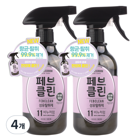 더블유드레스룸 페브클린 섬유탈취제 페브클린 No.11 화이트솝, 500ml, 4개