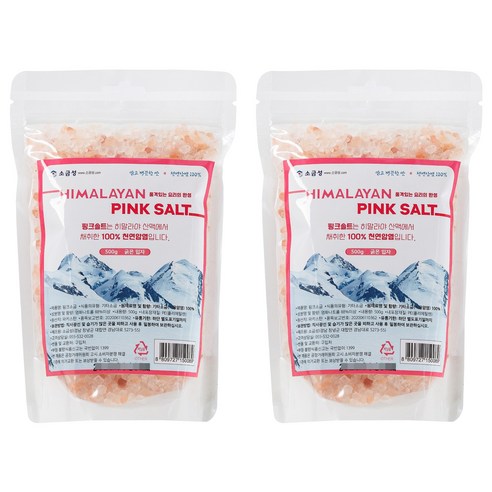 소금성 히말라야 굵은입자 핑크소금 팩형, 2개, 500g