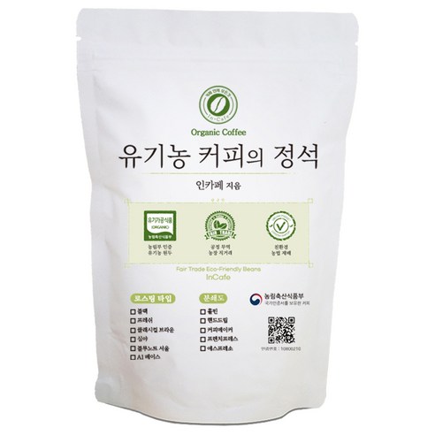 인카페 공정무역 유기농 커피의 정석 스페셜티 분쇄커피 올가닉블랙, 200g, 프렌치프레스, 1개