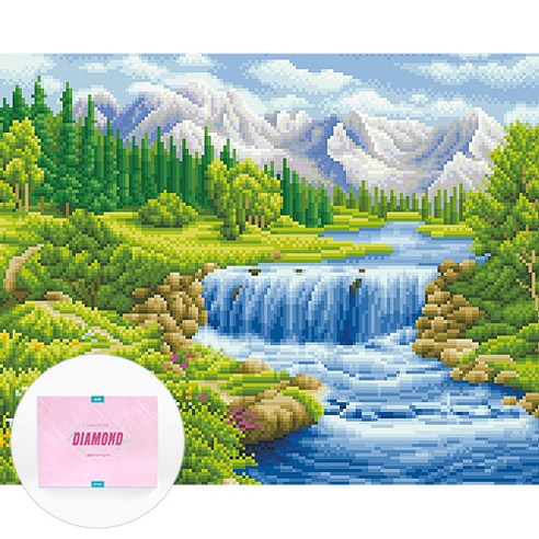 디클레어 액자 캔버스형 보석십자수 DIY 키트 40 x 50 cm, 시원한 계곡, 1세트