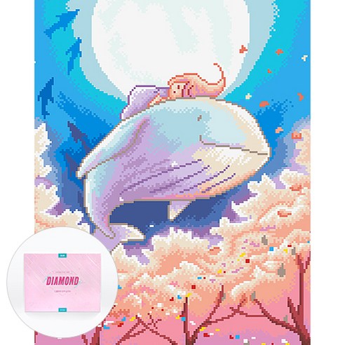 디클레어 액자 캔버스형 보석십자수 DIY 키트 40 x 50 cm, 1세트, 고래의 꿈