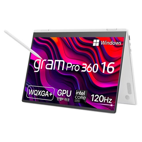 LG전자 그램 Pro 360 코어Ultra7 인텔 Arc, 에센스화이트, 8TB, 8TB, WIN11 Home, 16T90SP-KD79K