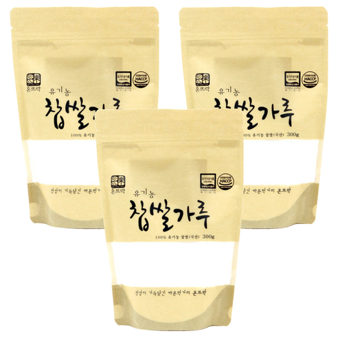 온뜨락 유기농 찹쌀가루, 300g, 3개