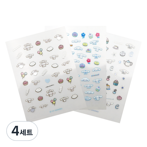 산리오 시나모롤 네일스티커 3종 세트, 4세트, 혼합색상