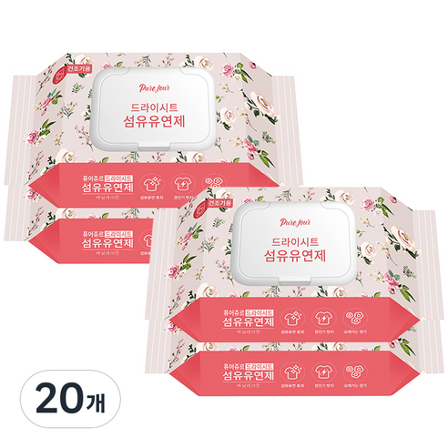 퓨어주르 드라이시트 섬유유연제 바닐라코튼, 30매, 20개