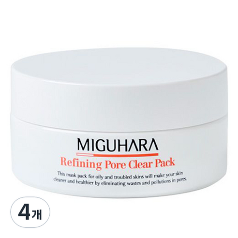 미구하라 리파이닝 포어 클리어 팩 150g, 4개, 1개입