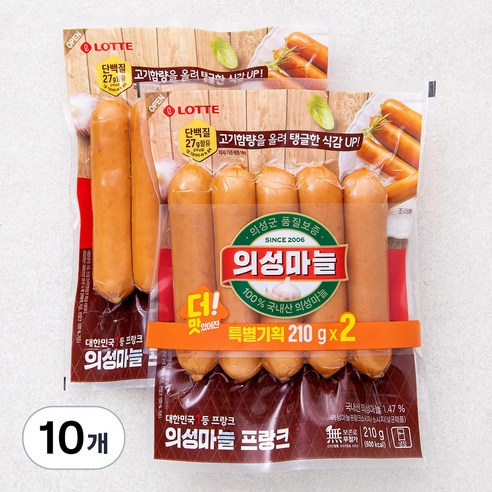 롯데 의성마늘 프랑크 소시지, 210g, 10개