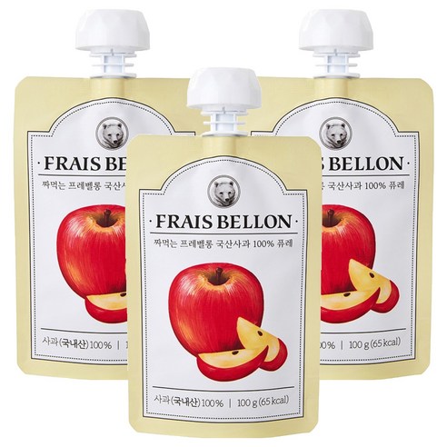 프레벨롱 짜먹는 국산 과일퓨레, 사과, 100g, 3개