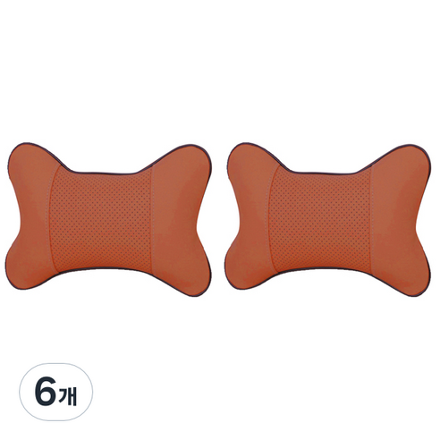 블럭마트 차량용 가죽 목쿠션, 브라운, 6개