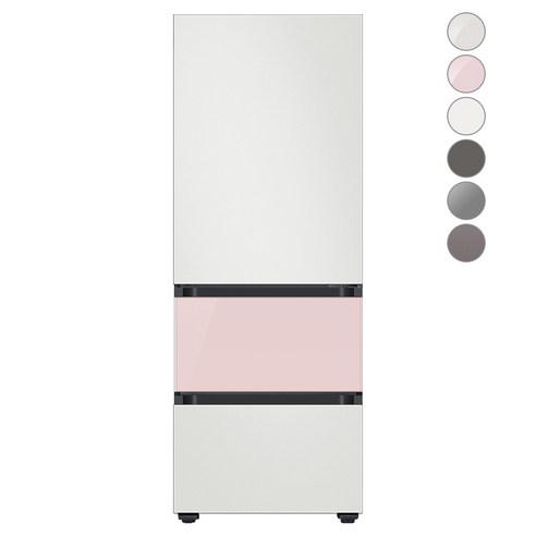 [색상선택형] 삼성전자 비스포크 김치플러스 냉장고 방문설치, 글램 핑크, RQ33A74C2AP, 글램 핑크 + 글램 화이트