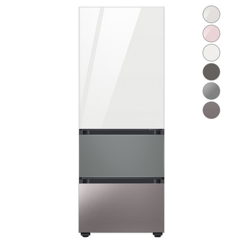 [색상선택형] 삼성전자 비스포크 김치플러스 냉장고 방문설치, 새틴 그레이, RQ33A74C2AP, 글램 화이트 + 새틴 그레이 + 브라우니 실버