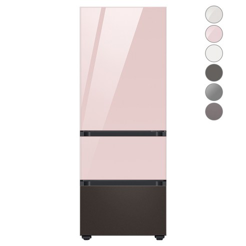[색상선택형] 삼성전자 비스포크 김치플러스 냉장고 방문설치, 글램 핑크 + 코타 차콜, RQ33A74A1AP