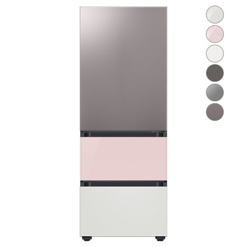 [색상선택형] 삼성전자 비스포크 김치플러스 냉장고 방문설치, 글램 핑크, RQ33A74C2AP, 브라우니 실버 + 글램 화이트 + 코타 화이트