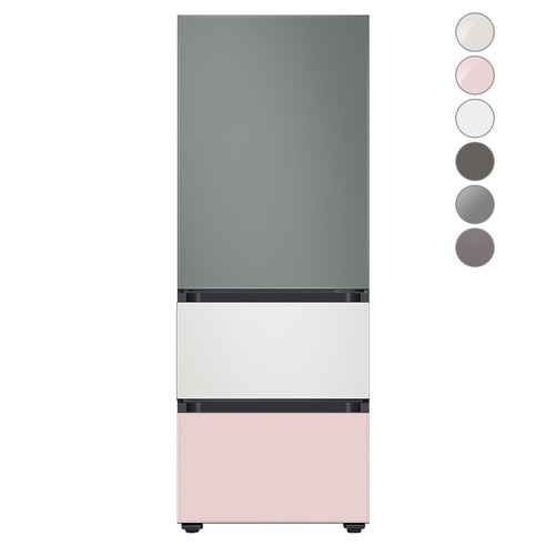 [색상선택형] 삼성전자 비스포크 김치플러스 냉장고 방문설치, 새틴 그레이 + 글램 핑크 + 코타 화이트, RQ33A74A1AP