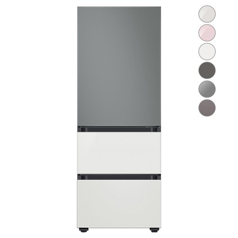 [색상선택형] 삼성전자 비스포크 김치플러스 냉장고 방문설치, 글램 화이트, RQ33A74C2AP, 새틴 그레이 + 코타 화이트 + 글램 화이트