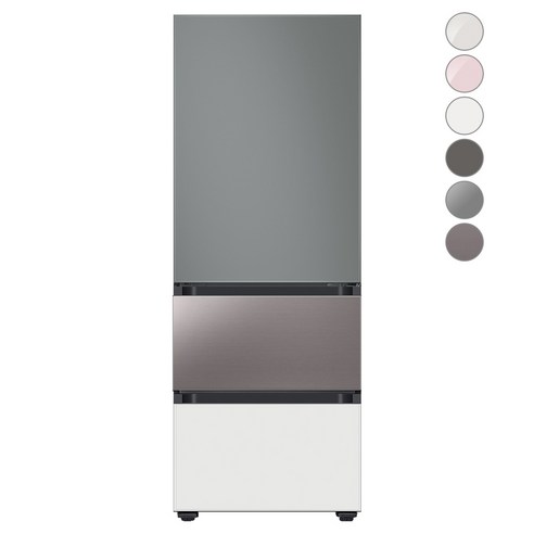 [색상선택형] 삼성전자 비스포크 김치플러스 냉장고 방문설치, 그레이 + 브라우니 실버 + 글램 화이트, RQ33A74A1AP