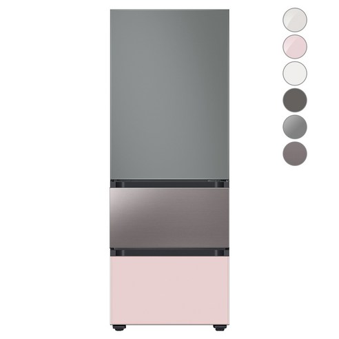 [색상선택형] 삼성전자 비스포크 김치플러스 냉장고 방문설치, 그레이 + 브라우니 실버 + 글램 핑크, RQ33A74A1AP
