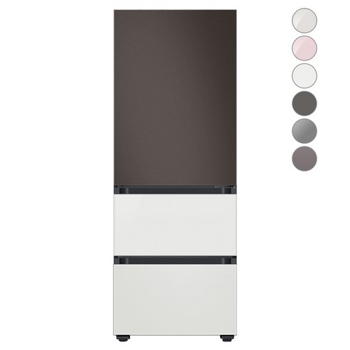 [색상선택형] 삼성전자 비스포크 김치플러스 냉장고 방문설치, 글램 화이트, RQ33A74C2AP, 코타 차콜 + 글램 화이트 + 코타 화이트