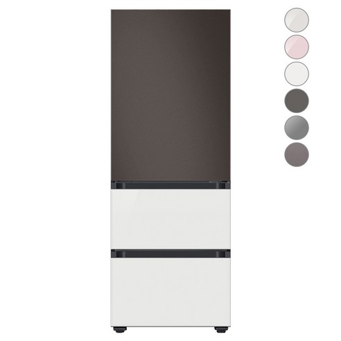 [색상선택형] 삼성전자 비스포크 김치플러스 냉장고 방문설치, 글램 화이트, RQ33A74C2AP, 코타 차콜 + 글램 화이트