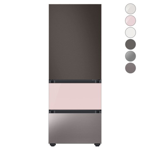 [색상선택형] 삼성전자 비스포크 김치플러스 냉장고 방문설치, 코타 차콜 + 글램 핑크 + 브라우니 실버, RQ33A74A1AP