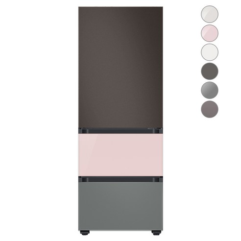 [색상선택형] 삼성전자 비스포크 김치플러스 냉장고 방문설치, 코타 차콜 + 글램 핑크 + 새틴 그레이, RQ33A74A1AP