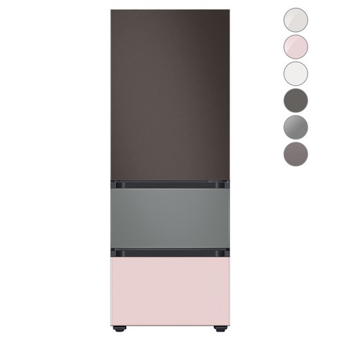 [색상선택형] 삼성전자 비스포크 김치플러스 냉장고 방문설치, 코타 차콜 + 새틴 그레이 + 글램 핑크, RQ33A74A1AP