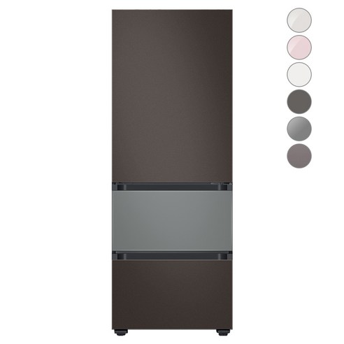 [색상선택형] 삼성전자 비스포크 김치플러스 냉장고 방문설치, 새틴 그레이, RQ33A74C2AP, 코타 차콜 + 새틴 그레이